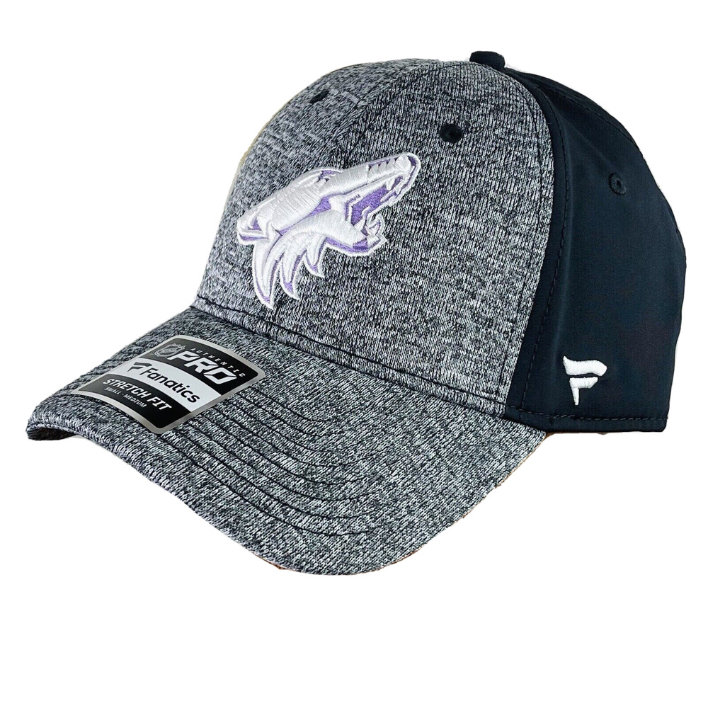 Fanatics NHL Phoenix Coyotes ‘Hockey Fights Cancer’‎ Grey Black Flex Fit Hat M/L